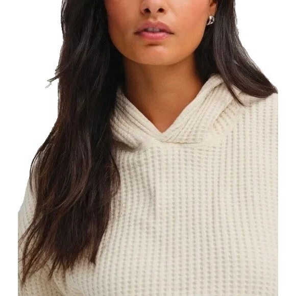 Mate the Label Organic Cotton Waffle Knit Relaxed Hoodie Sweatshirt BONE NWT XS - Picture 4 of 7